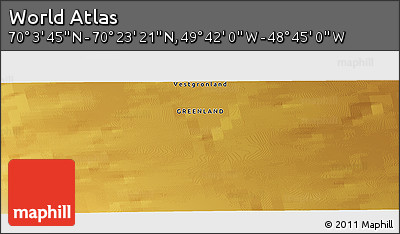 Physical Panoramic Map of the Area around 70° 13' 33" N, 49° 13' 30" W