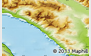 Physical Map of the area around 70° 13' 33" N, 52° 37' 30" W