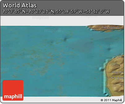 Satellite 3D Map of the Area around 70° 13' 33" N, 55° 10' 29" W
