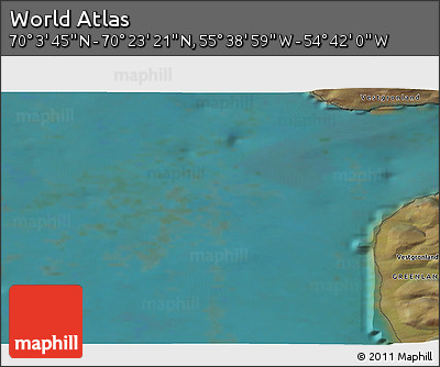Satellite 3D Map of the Area around 70° 13' 33" N, 55° 10' 29" W