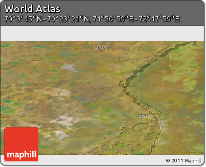 Satellite 3D Map of the Area around 70° 13' 33" N, 72° 19' 29" E