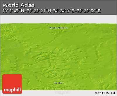Physical 3D Map of the Area around 70° 13' 33" N, 74° 52' 30" E