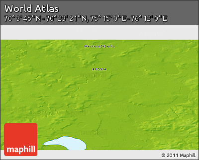 Physical 3D Map of the Area around 70° 13' 33" N, 75° 43' 29" E
