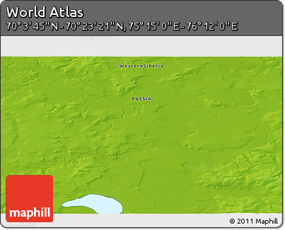 Physical 3D Map of the Area around 70° 13' 33" N, 75° 43' 29" E