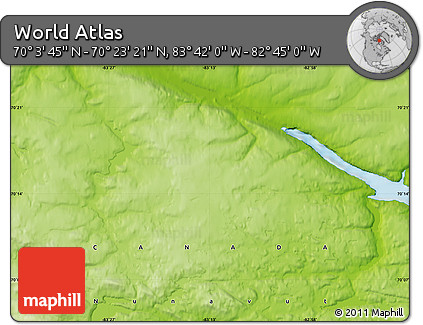 Physical Map of the Area around 70° 13' 33" N, 83° 13' 29" W
