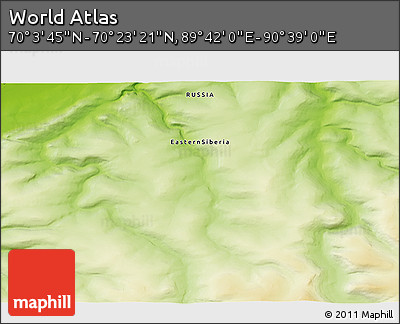 Physical 3D Map of the Area around 70° 13' 33" N, 90° 10' 30" E