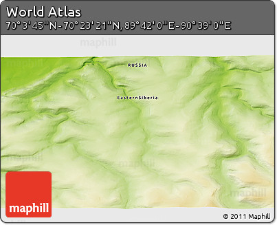 Physical 3D Map of the Area around 70° 13' 33" N, 90° 10' 30" E