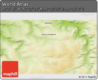 Physical 3D Map of the Area around 70° 13' 33" N, 91° 1' 30" E