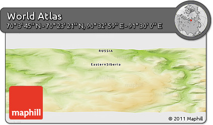 Physical Panoramic Map of the Area around 70° 13' 33" N, 91° 1' 30" E