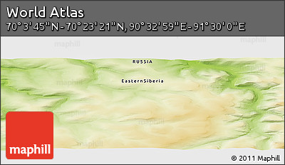 Physical Panoramic Map of the Area around 70° 13' 33" N, 91° 1' 30" E