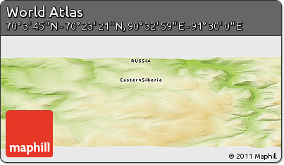 Physical Panoramic Map of the Area around 70° 13' 33" N, 91° 1' 30" E