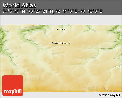 Physical 3D Map of the Area around 70° 13' 33" N, 92° 43' 29" E