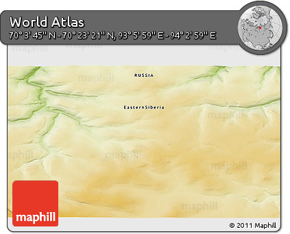 Physical 3D Map of the Area around 70° 13' 33" N, 93° 34' 29" E