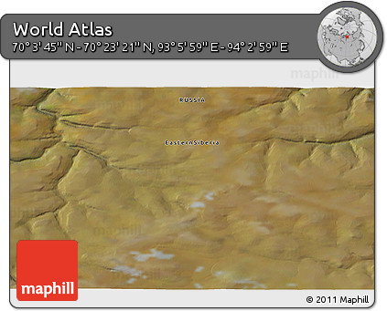 Satellite 3D Map of the Area around 70° 13' 33" N, 93° 34' 29" E