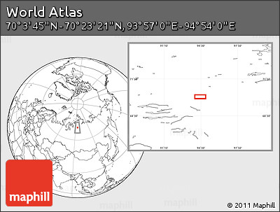 Blank Location Map of the Area around 70° 13' 33" N, 94° 25' 30" E