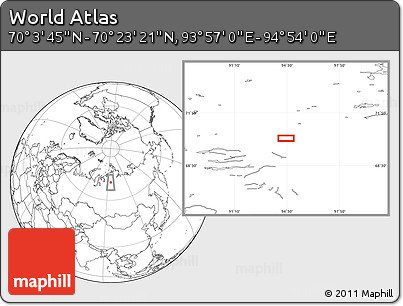 Blank Location Map of the Area around 70° 13' 33" N, 94° 25' 30" E