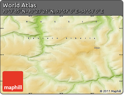 Physical Map of the Area around 70° 13' 33" N, 94° 25' 30" E