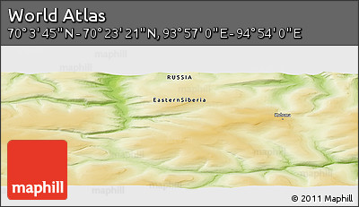 Physical Panoramic Map of the Area around 70° 13' 33" N, 94° 25' 30" E