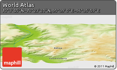 Physical Panoramic Map of the Area around 70° 13' 33" N, 96° 7' 30" E
