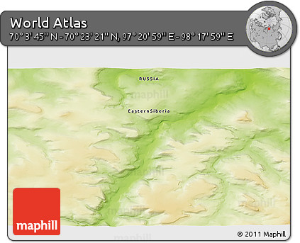Physical 3D Map of the Area around 70° 13' 33" N, 97° 49' 29" E