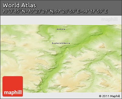 Physical 3D Map of the Area around 70° 13' 33" N, 97° 49' 29" E