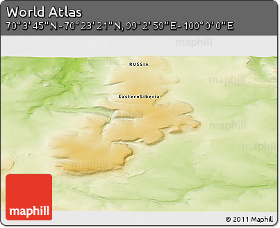Physical 3D Map of the Area around 70° 13' 33" N, 99° 31' 30" E
