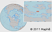 Gray Location Map of the area around 70° 31' 2" N, 100° 13' 29" W, hill shading