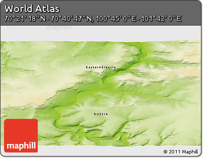 Physical 3D Map of the Area around 70° 31' 2" N, 101° 13' 29" E