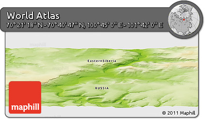 Physical Panoramic Map of the Area around 70° 31' 2" N, 101° 13' 29" E