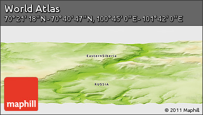 Physical Panoramic Map of the Area around 70° 31' 2" N, 101° 13' 29" E
