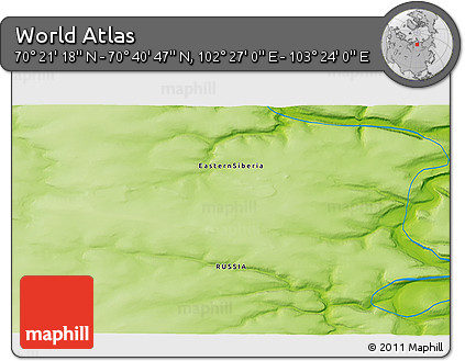 Physical 3D Map of the Area around 70° 31' 2" N, 102° 55' 30" E