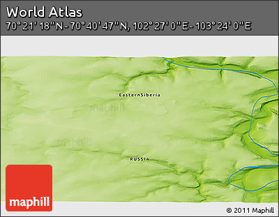 Physical 3D Map of the Area around 70° 31' 2" N, 102° 55' 30" E