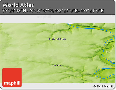 Physical 3D Map of the Area around 70° 31' 2" N, 102° 55' 30" E
