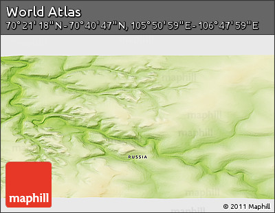Physical 3D Map of the Area around 70° 31' 2" N, 106° 19' 29" E