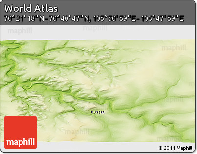Physical 3D Map of the Area around 70° 31' 2" N, 106° 19' 29" E