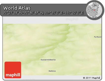 Physical 3D Map of the Area around 70° 31' 2" N, 109° 43' 29" E