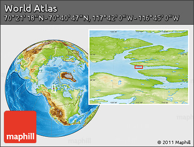 Physical Location Map of the Area around 70° 31' 2" N, 117° 13' 29" W