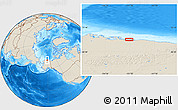 Shaded Relief Location Map of the area around 70° 31' 2" N, 151° 13' 29" W