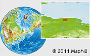 Physical Location Map of the area around 70° 31' 2" N, 155° 37' 30" E