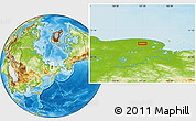Physical Location Map of the area around 70° 31' 2" N, 157° 19' 29" E