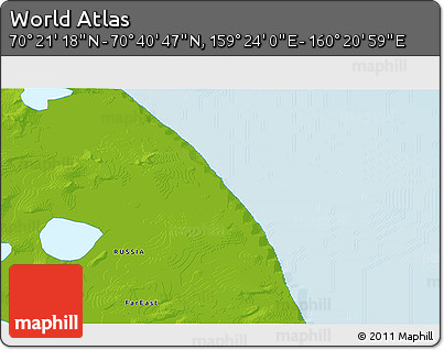 Physical 3D Map of the Area around 70° 31' 2" N, 159° 52' 30" E