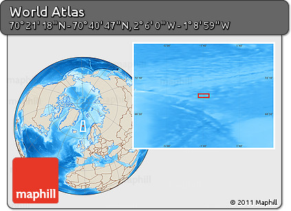 Shaded Relief Location Map of the Area around 70° 31' 2" N, 1° 37' 30" W