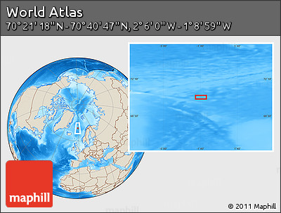 Shaded Relief Location Map of the Area around 70° 31' 2" N, 1° 37' 30" W