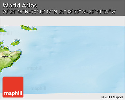 Physical 3D Map of the Area around 70° 31' 2" N, 21° 10' 29" W