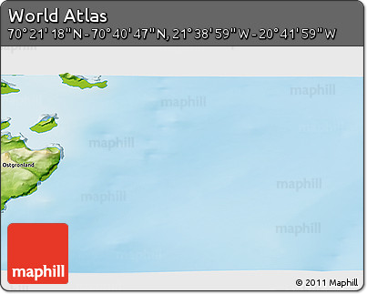 Physical 3D Map of the Area around 70° 31' 2" N, 21° 10' 29" W