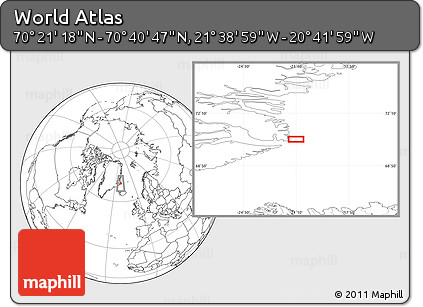 Blank Location Map of the Area around 70° 31' 2" N, 21° 10' 29" W