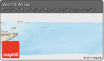 Shaded Relief Panoramic Map of the Area around 70° 31' 2" N, 21° 10' 29" W