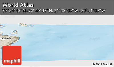 Shaded Relief Panoramic Map of the Area around 70° 31' 2" N, 21° 10' 29" W
