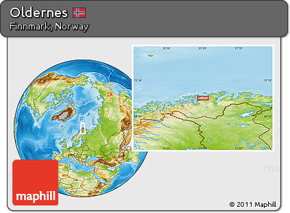 Physical Location Map of Oldernes