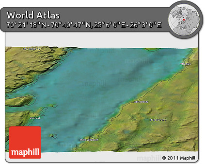 Satellite 3D Map of the Area around 70° 31' 2" N, 25° 34' 30" E